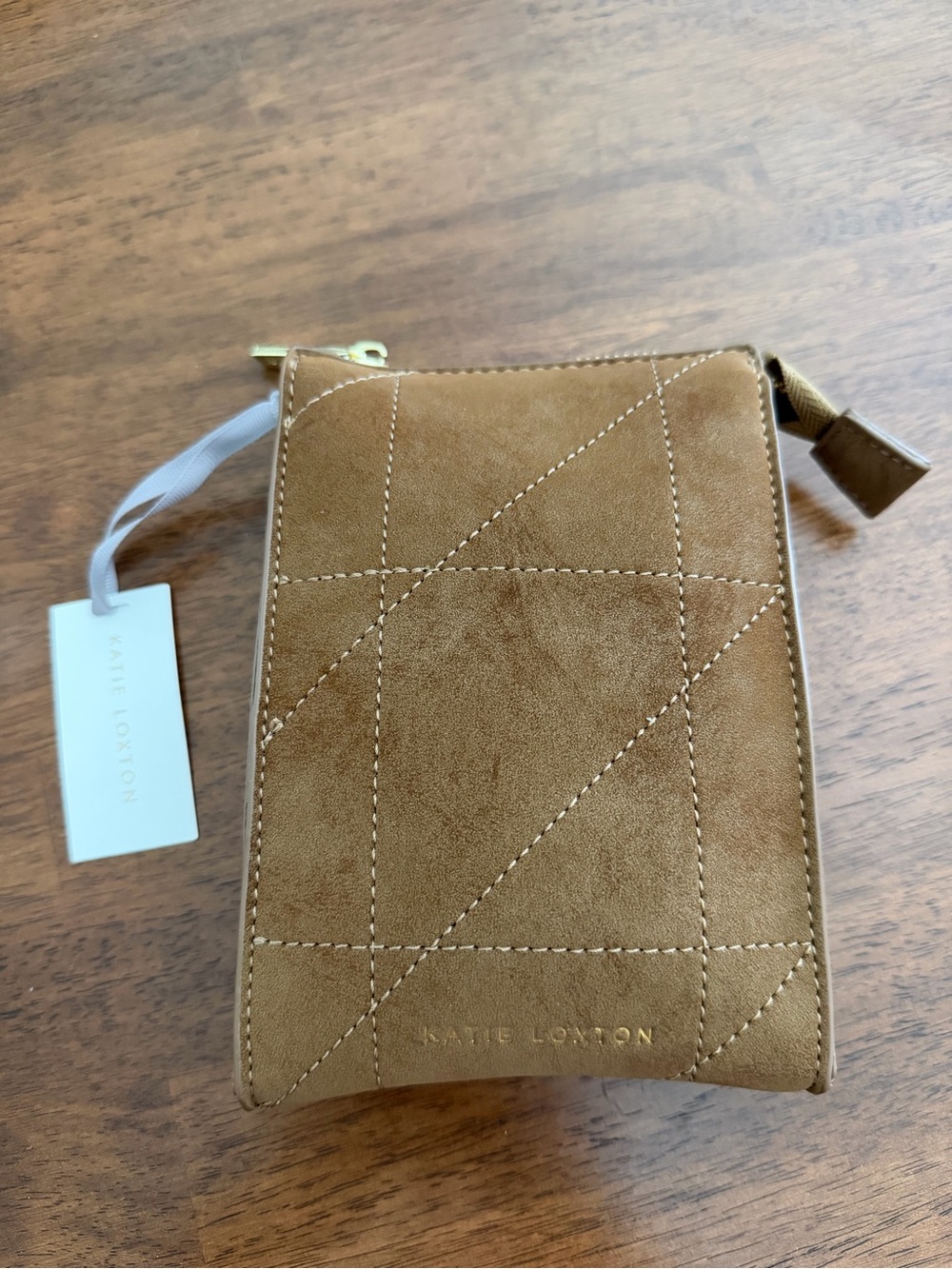 Kate Loxton Tan Suede Quilted Crossbody Bag
